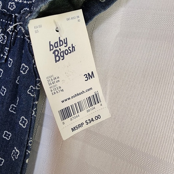 Baby B'gosh Denim Romper Bandana Print Button Up Short Sleeve‎ 6Mo - Picture 7 of 7